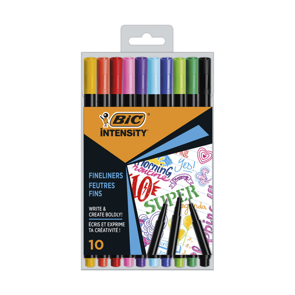 Pens - BIC Intensity Fineliner Pen Assorted Colours Pack of 10 - Your Home  for Office Supplies & Stationery in Australia