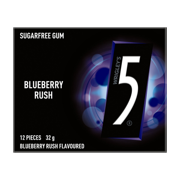 Calories in 5 Gum Blueberry Sugar Free Chewing Gum 12 Piece