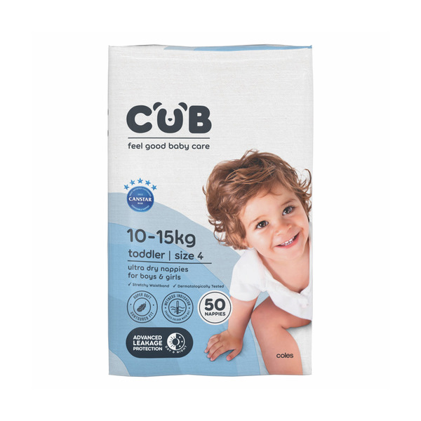 CUB Unisex Toddler Nappies Size 4 | 50 pack