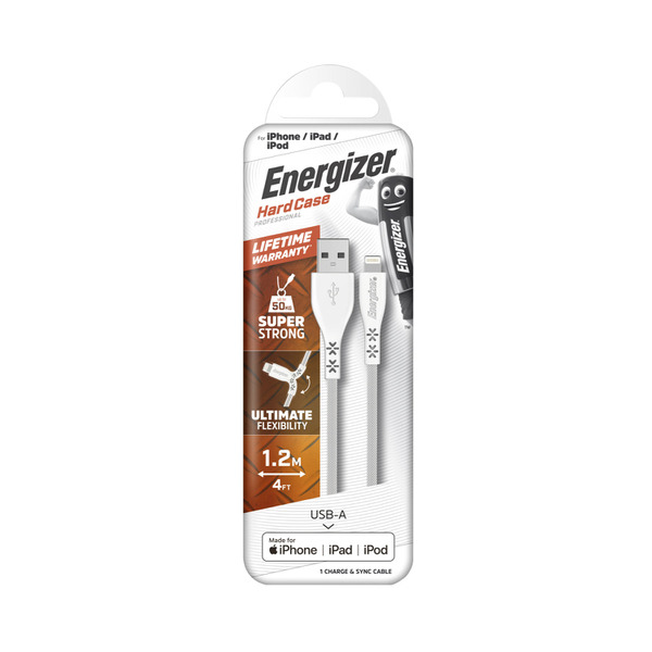 Energizer iPhone Cable Lifetime Warranty 1.2M White