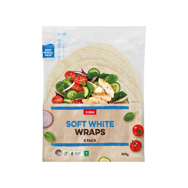 Coles Soft White Wraps 8 pack | 360g