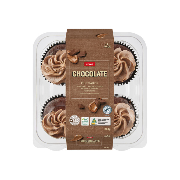 Buy Coles Cupcakes Chocolate 4 Pack 288g Coles