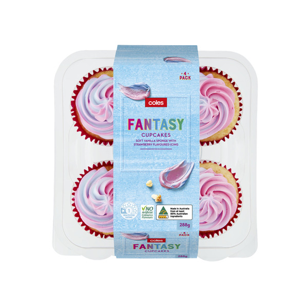 Buy Coles Fantasy Cupcakes 4 Pack 288g Coles