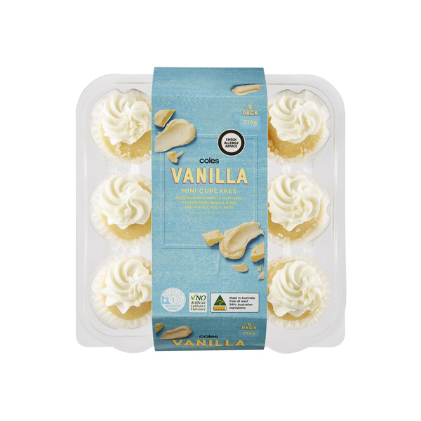 Buy Coles Vanilla Mini Cupcakes 9 Pack 216g Coles