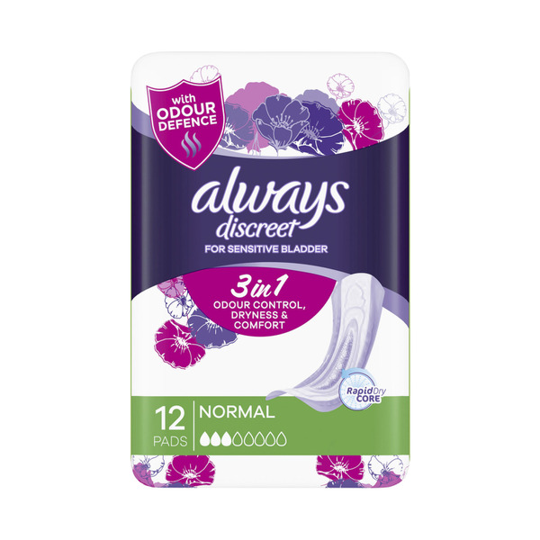 Always Discreet Normal Incontinence Pads | 12 pack