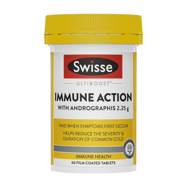 Swisse Ultiboost Immune Action Helps Reduce the Severity & Duration of Common Cold Symptoms 60 Tablets
