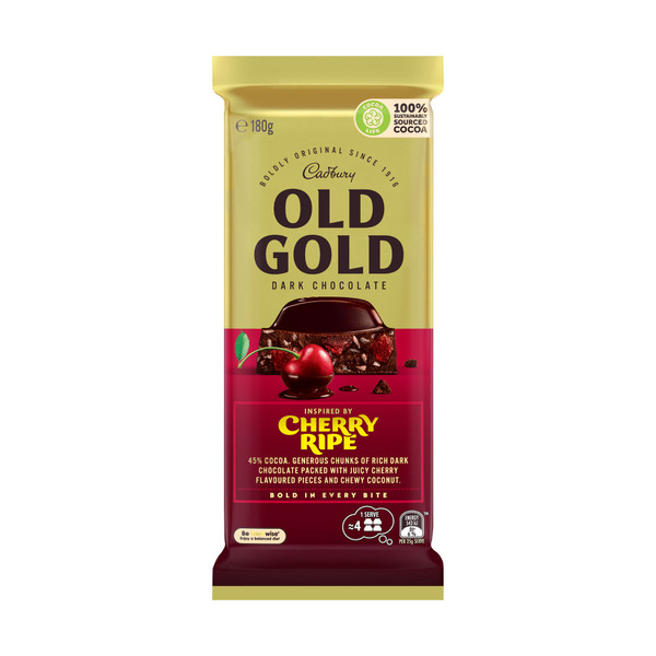 Cadbury Old Gold Cherry Ripe Dark Chocolate Block