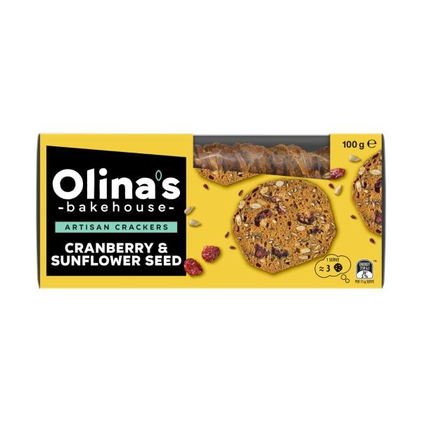 Olina's Artisan Crackers Biscuits Cranberry & Sunflower Seed