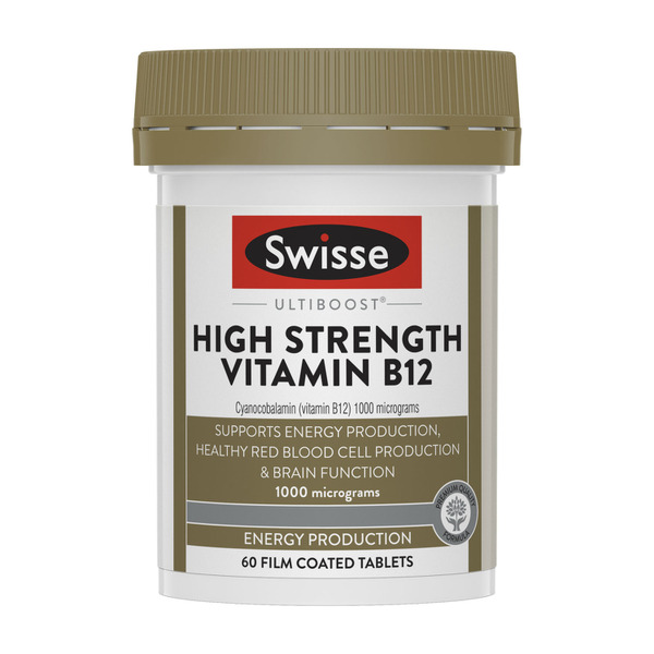 Swisse Ultiboost High Strength Vitamin B12 Supports Energy Production & Brain Function 60 Tablets