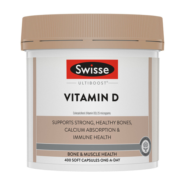 Swisse Ultiboost Vitamin D Supports Dietary Calcium Absorption and Immune Health 400 Capsules