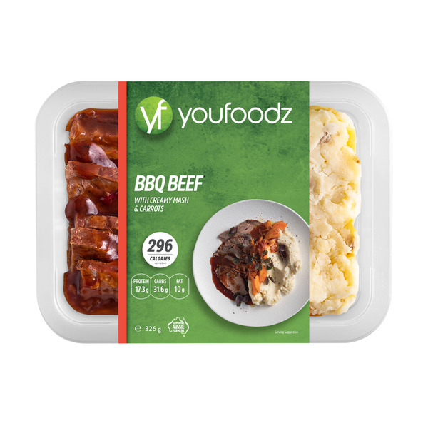 Calories in Youfoodz Slow Cooked BBQ Beef And Mash Meal