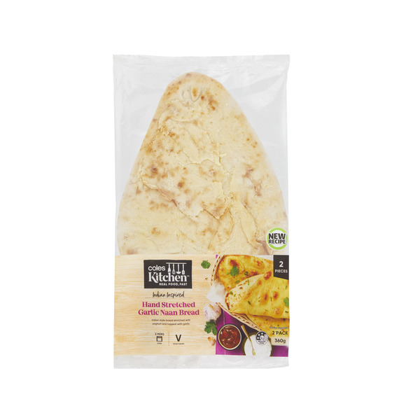 Buy Coles Kitchen Garlic Naan 2 360g | Coles