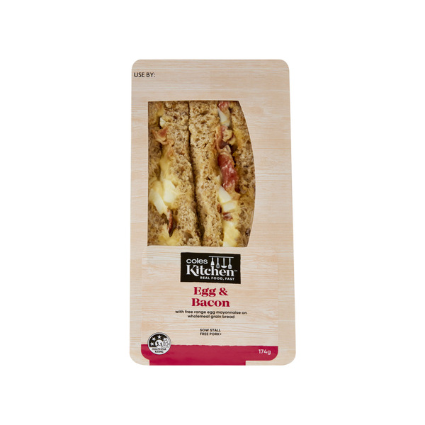Buy Coles Kitchen Egg & Bacon Sandwich 174g | Coles