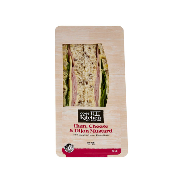 Buy Coles Kitchen Ham Cheese & Mustard Sandwich 185g | Coles