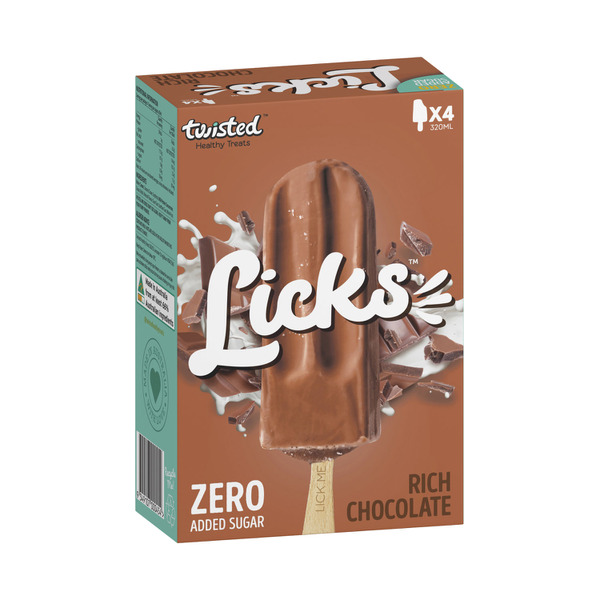 Twisted Licks Rich Chocolate Zero Added Sugar Sticks 4 Pack