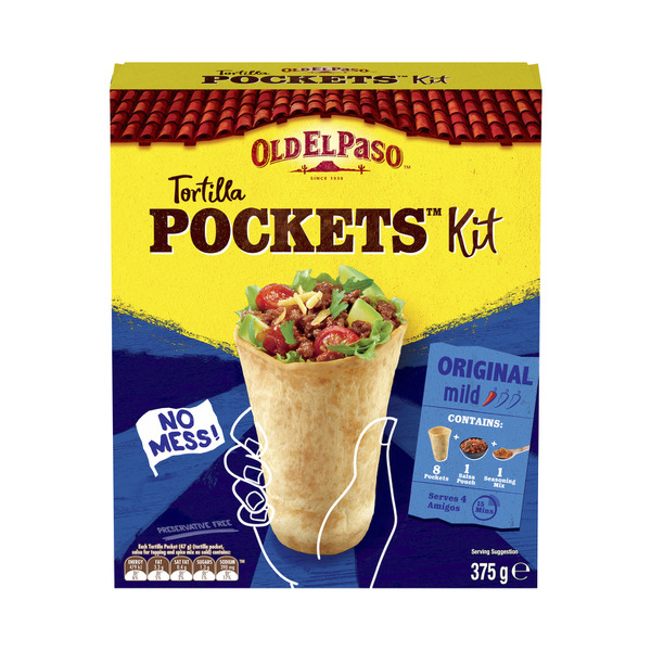 Old El Paso Tortilla Pockets Kit Original Mexican Style 375g