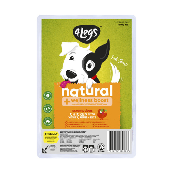 4 Legs Natural Wellness Boost With Chicken Vegies & Fruit Meatball Dog Food Tray | 870g