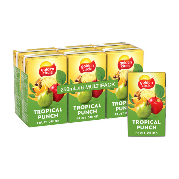 Golden Circle Tropical Punch Fruit Drink Lunch Box Multipack Poppers 6x250mL