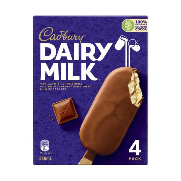 Dairy Milk Vanilla Ice Cream 4 Pack