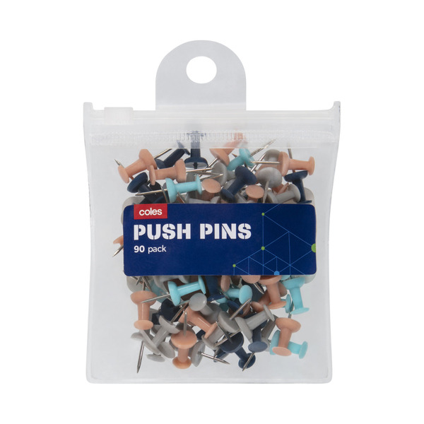 Buy Coles Plastic Push Pins In Pouch 90 pack | Coles