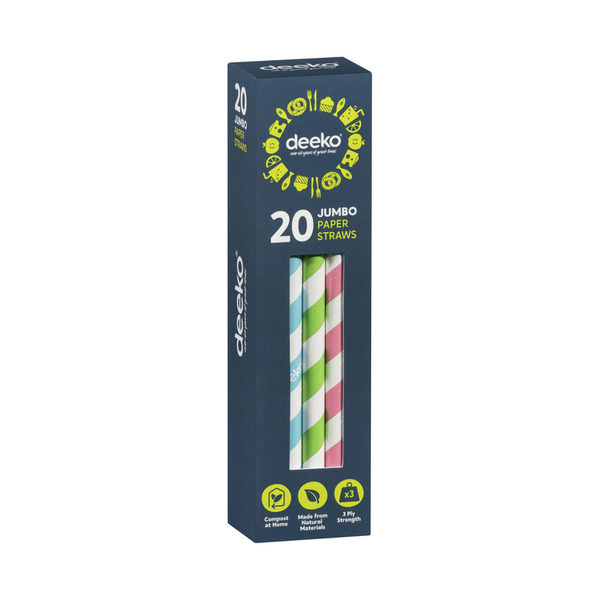 Buy Deeko Jumbo Paper Straws 20 pack | Coles