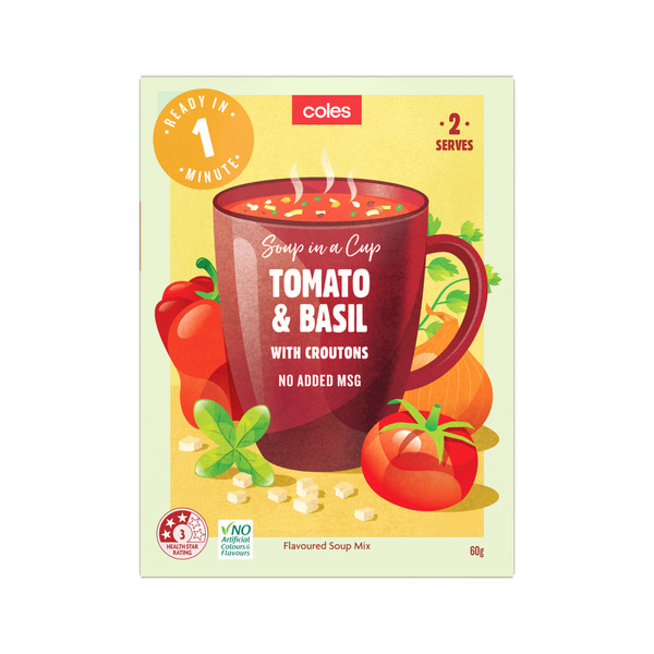Coles 2 Serve Soup Creamy Tomato And Basil Soup With Croutons