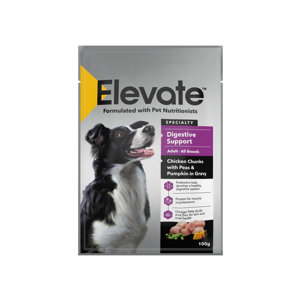 Elevate Digestive Support Dog Chicken Chunks With Peas & Pumpkin In Gravy | 100g