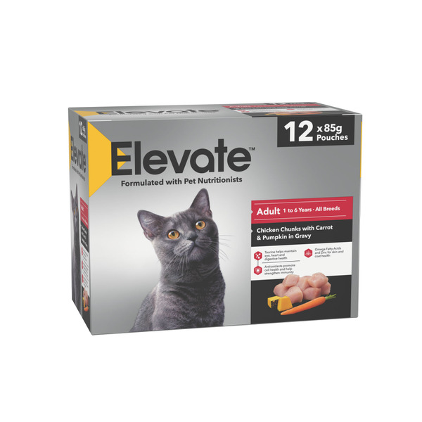 Elevate Adult Cat Chicken Chunks With Carrot & Pumpkin In Gravy 12X85g