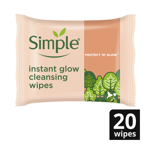 Simple Instant Glow Biodegradble Facial Wipes