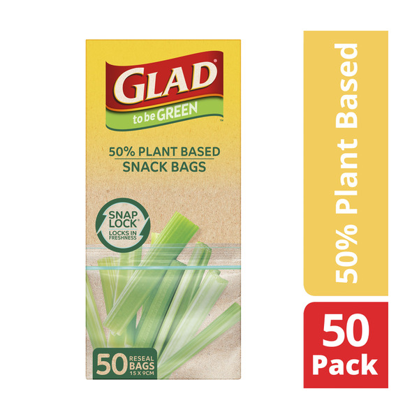 Buy Glad To Be Green Snap Lock Snack Bags 50% Plant Based online at