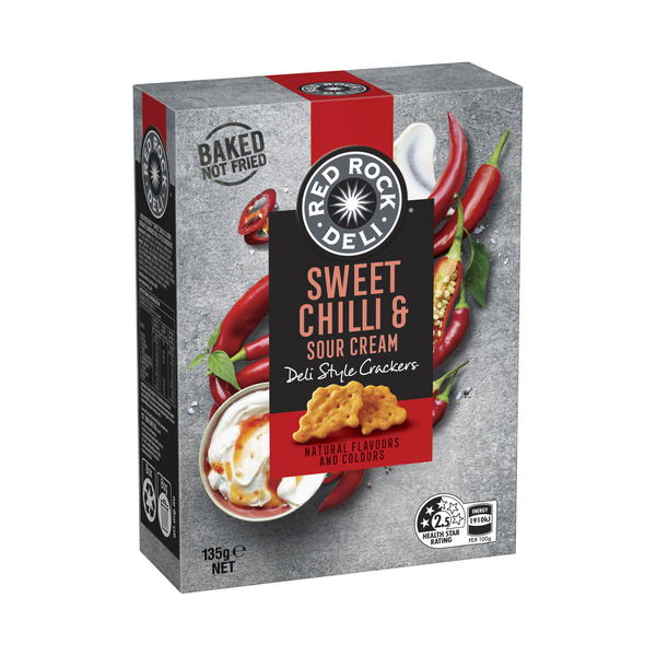 Calories in Red Rock Deli Sweet Chilli & Sour Cream Deli Style Crackers ...