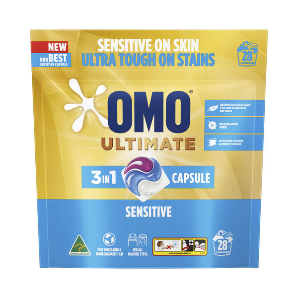 Buy OMO Ultimate 3 In 1 Laundry Capsules Sensitive 28 pack | Coles