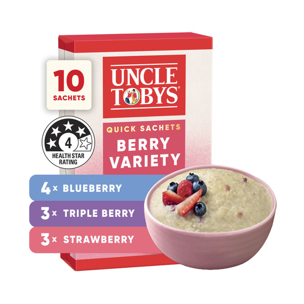 Calories in Uncle Tobys Oats Quick Sachets Berry Variety