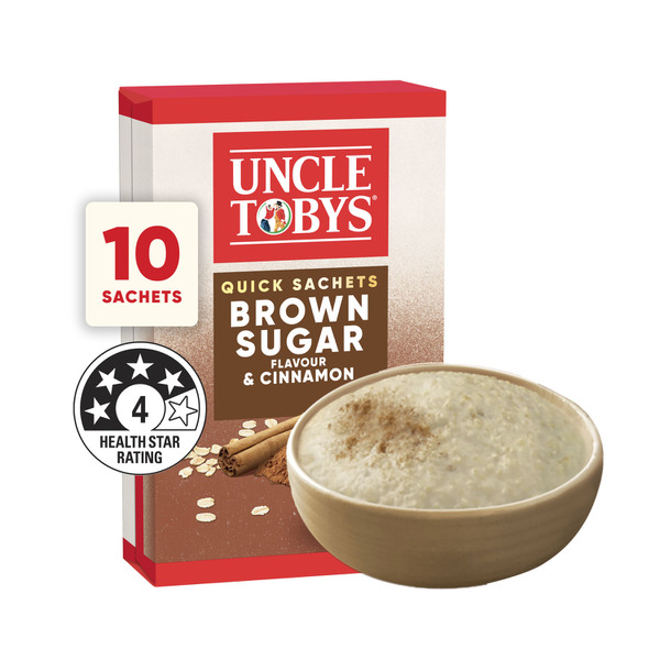 Calories in Uncle Tobys Oats Quick Sachets Brown Sugar & Cinnamon