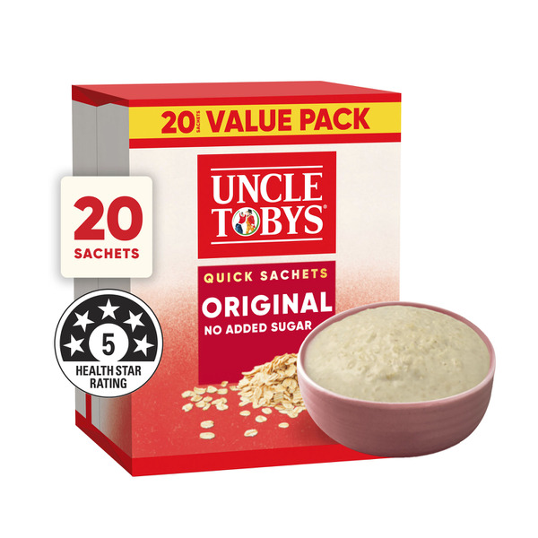Calories in Uncle Tobys Oats Quick Sachets Breakfast Cereal Original