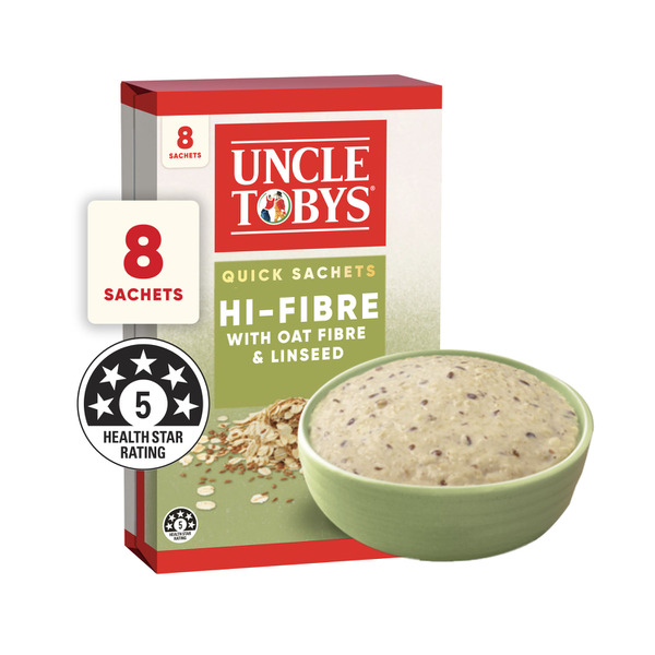 Calories in Uncle Tobys Oats Quick Sachets Breakfast Cereal Hi Fibre