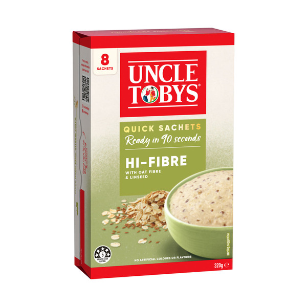 Uncle Tobys Oats Quick Sachets Breakfast Cereal Hi Fibre