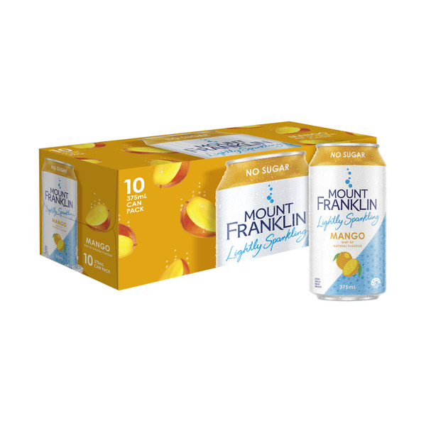 Mount Franklin Lightly Sparkling Water Mango Multipack Cans 10 x 375mL