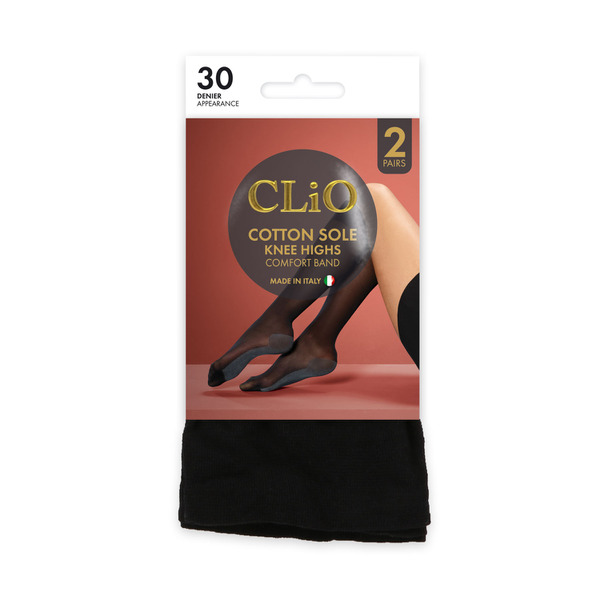 Clio Cotton Sole Kh 30D Black One Size 2 pack