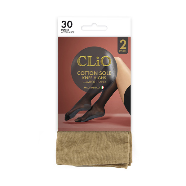 Clio Cotton Sole Kh 30D Natural One Size 2 pack