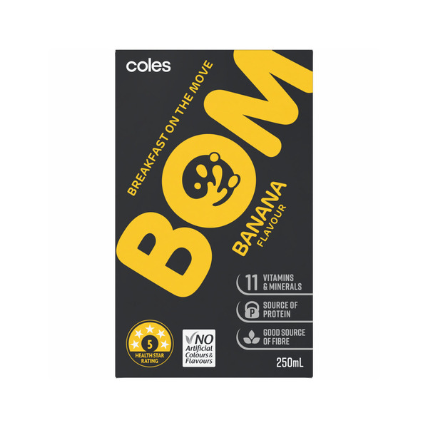 Coles Bom Liquid Breakfast Banana Flavoured 3x250mL