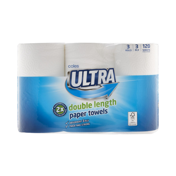 Coles Ultra Double Length Paper Towel | 3 pack