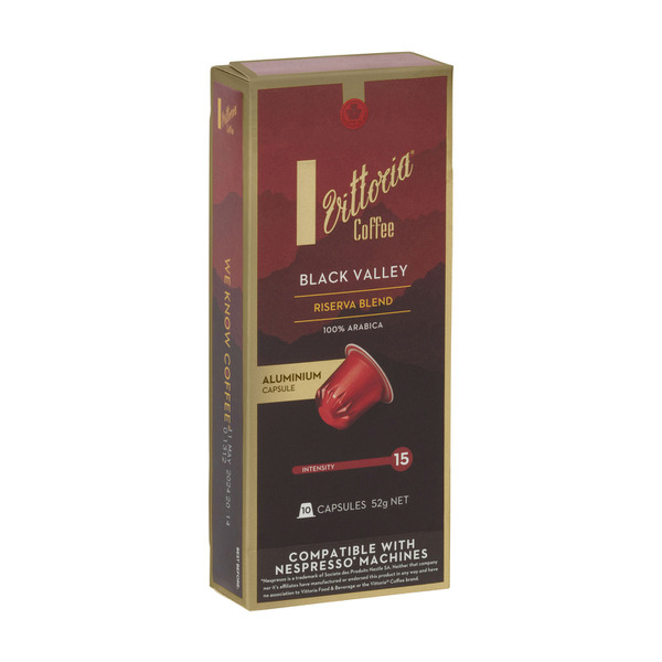 Vittoria Black Valley Nespresso Compatible Coffee Capsules