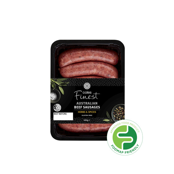 Coles Finest Beef Herb And Spices Sausages | 500g