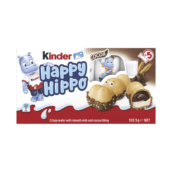 Buy Kinder Happy Hippo Cocoa Biscuit Bar Multipack 5 Pack 103.5 gram