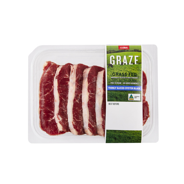 Buy Coles Graze Grass Fed No Added Hormone Oyster Blade Thin Sliced