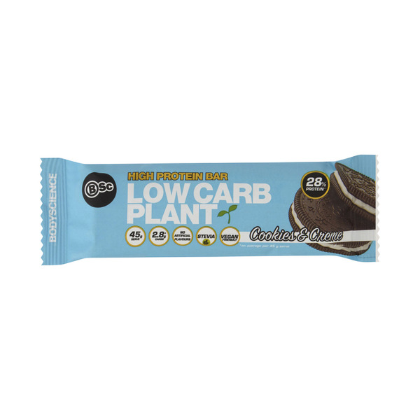 BSc Bodyscience High Protein Low Carb Plant Bar Cookies & Crème