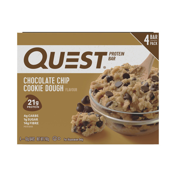 Quest Protein Bar Choc Chip Cookie Dough 4X60G