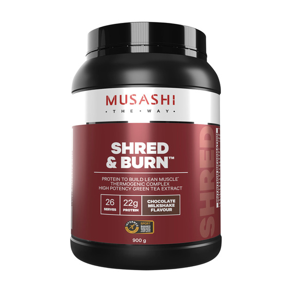 Musashi Shred & Burn Protein Powder Chocolate Milkshake 900g