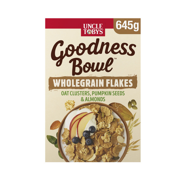 Uncle Tobys Goodness Bowl Wholegrain Flakes Oat Clusters Pumpkin Seeds And Almonds